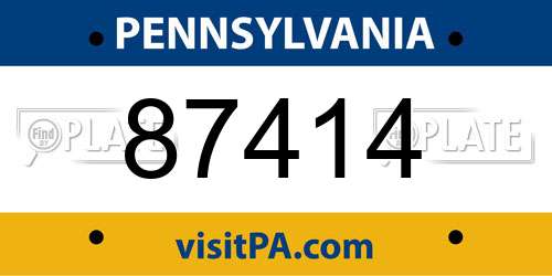 87414 Pennsylvania License Plate