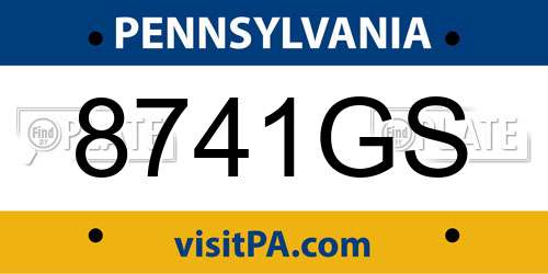 8741GS Pennsylvania License Plate