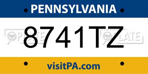 8741TZ Pennsylvania License Plate