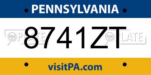8741ZT Pennsylvania License Plate