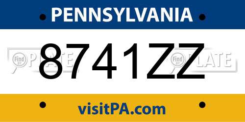 8741ZZ Pennsylvania License Plate