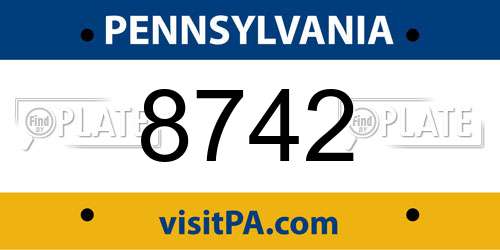 8742 Pennsylvania License Plate