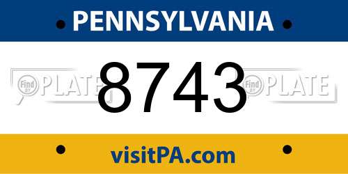 8743 Pennsylvania License Plate