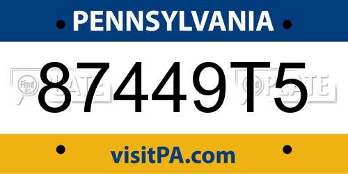 87449T5 Pennsylvania License Plate