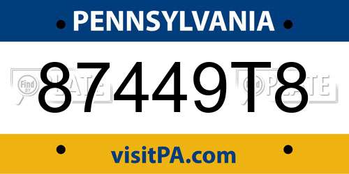 87449T8 Pennsylvania License Plate