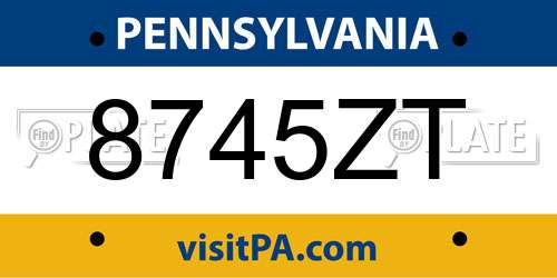 8745ZT Pennsylvania License Plate
