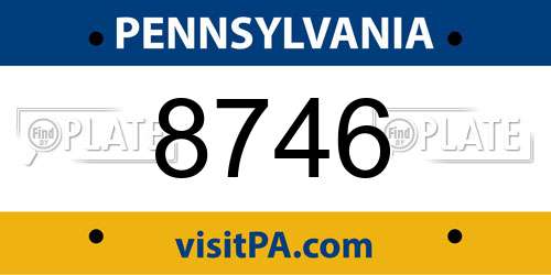 8746 Pennsylvania License Plate