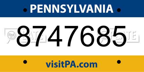 8747685 Pennsylvania License Plate