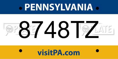 8748TZ Pennsylvania License Plate