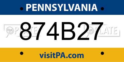 874B27 Pennsylvania License Plate