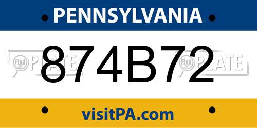 874B72 Pennsylvania License Plate