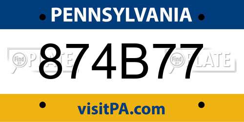 874B77 Pennsylvania License Plate