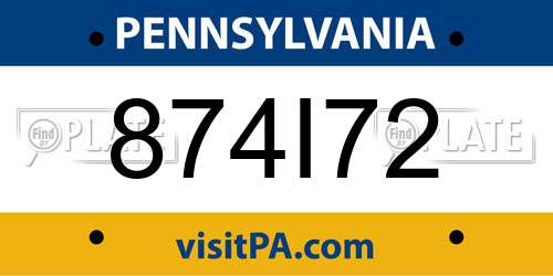 874I72 Pennsylvania License Plate