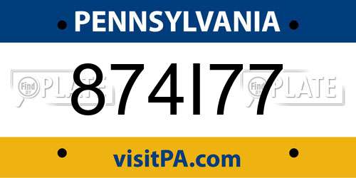 874I77 Pennsylvania License Plate