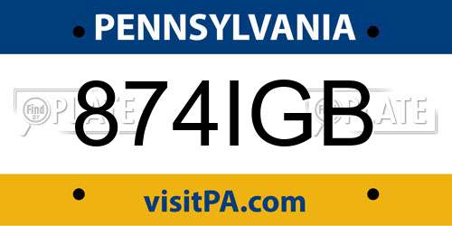 874IGB Pennsylvania License Plate