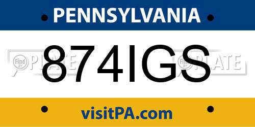 874IGS Pennsylvania License Plate