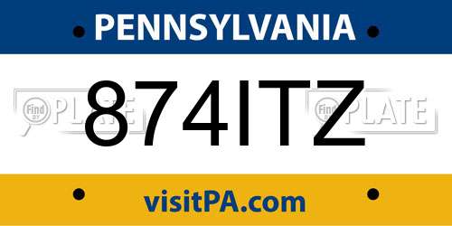 874ITZ Pennsylvania License Plate