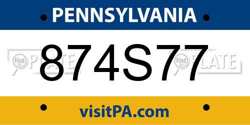 874S77 Pennsylvania License Plate