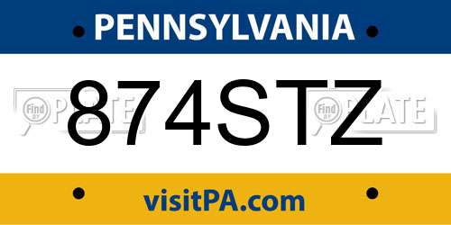874STZ Pennsylvania License Plate