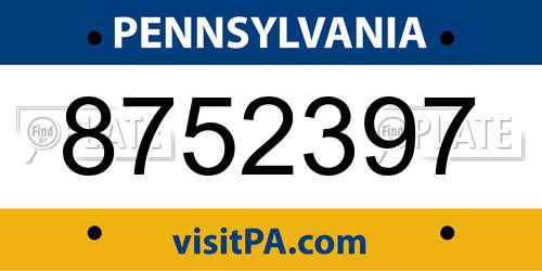 8752397 Pennsylvania License Plate