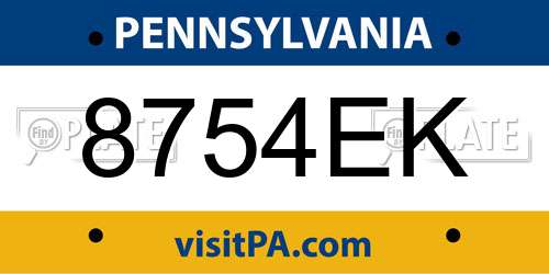 8754EK Pennsylvania License Plate