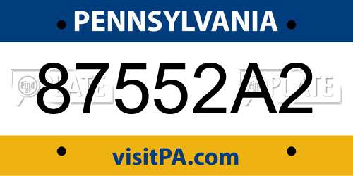 87552A2 Pennsylvania License Plate