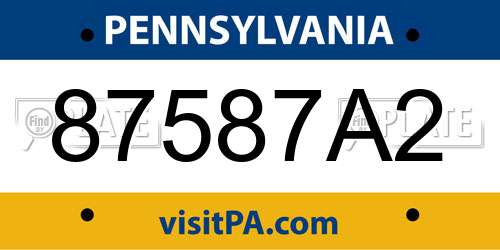 87587A2 Pennsylvania License Plate