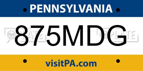 875MDG Pennsylvania License Plate