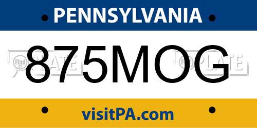 875MOG Pennsylvania License Plate