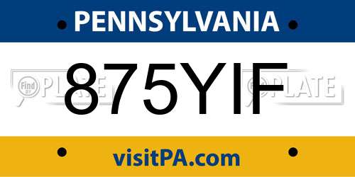 875YIF Pennsylvania License Plate