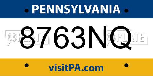 8763NQ Pennsylvania License Plate