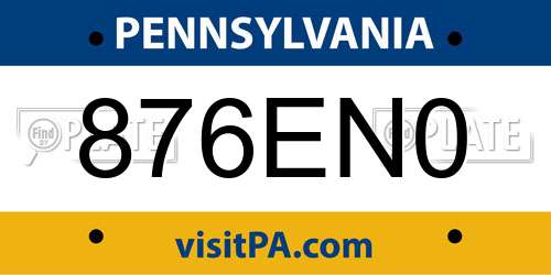 876EN0 Pennsylvania License Plate