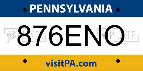 876ENO Pennsylvania License Plate
