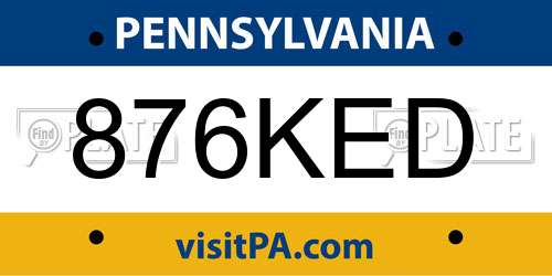 876KED Pennsylvania License Plate