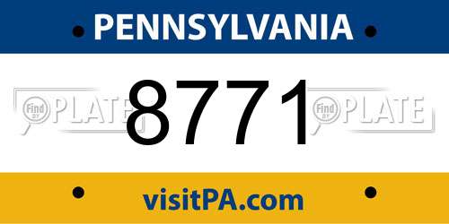8771 Pennsylvania License Plate