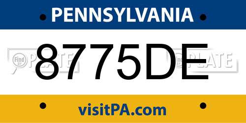 8775DE Pennsylvania License Plate