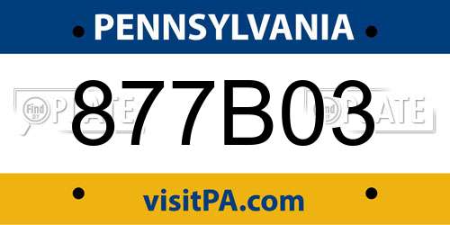 877B03 Pennsylvania License Plate