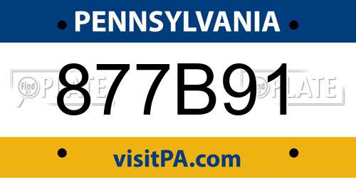 877B91 Pennsylvania License Plate