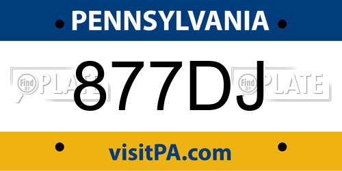877DJ Pennsylvania License Plate
