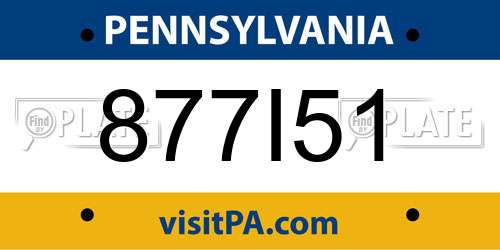 877I51 Pennsylvania License Plate