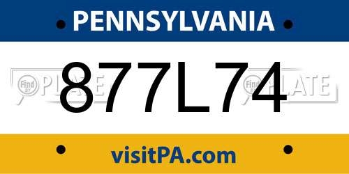 877L74 Pennsylvania License Plate