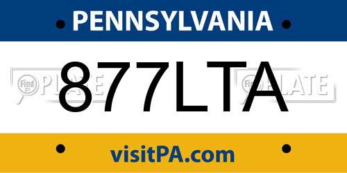 877LTA Pennsylvania License Plate