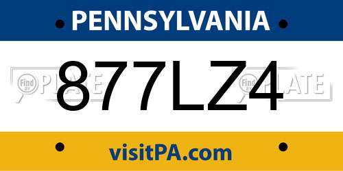 877LZ4 Pennsylvania License Plate