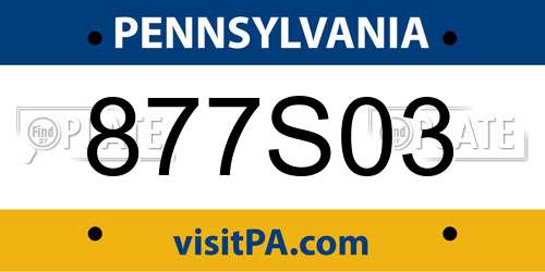 877S03 Pennsylvania License Plate