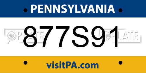 877S91 Pennsylvania License Plate