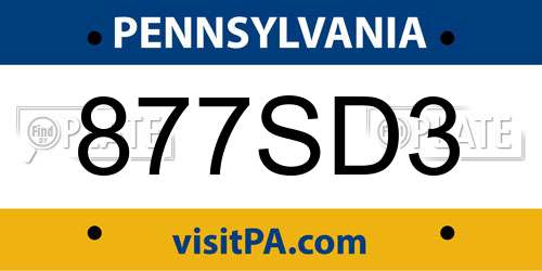 877SD3 Pennsylvania License Plate