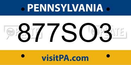 877SO3 Pennsylvania License Plate