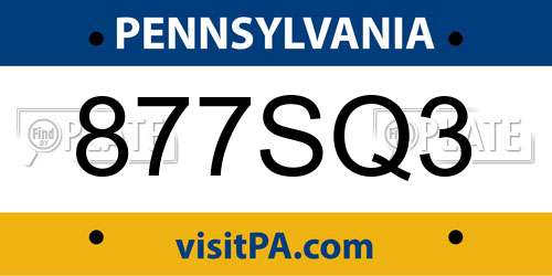 877SQ3 Pennsylvania License Plate