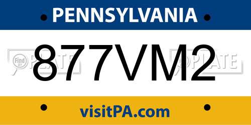 877VM2 Pennsylvania License Plate