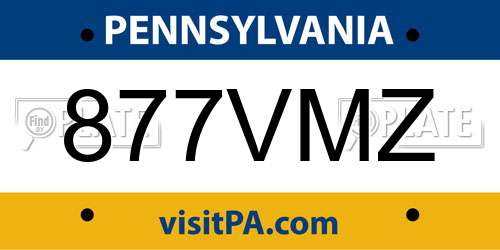 877VMZ Pennsylvania License Plate